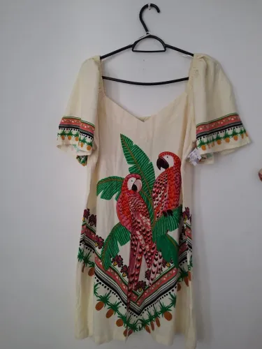 VESTIDO DE LINHO BLUE STEEL - NOVO - TAM M