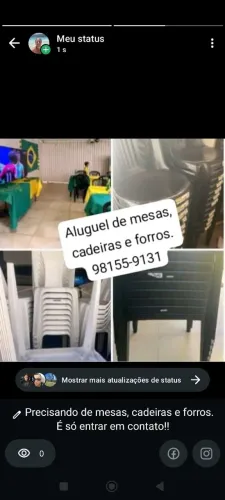Aluguel de Cadeiras, mesas e forros - Sobradinho e Região!!