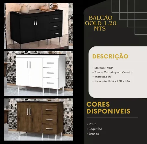 BALCÃO P/ COOKTOP GOLD E SILVER