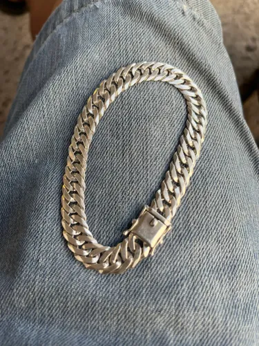 Pulseira de prata 925 10MM ELO DUPLO FECHO DE GAVETA