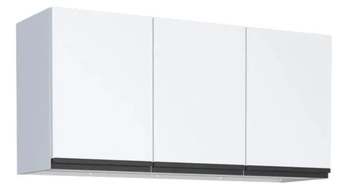 Armário Aéreo de Cozinha em Aço 120cm 3 Portas Gaia Branco - Cozimax
