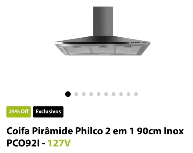 Coifa Philco Inox 90cm Pirâmide de parede