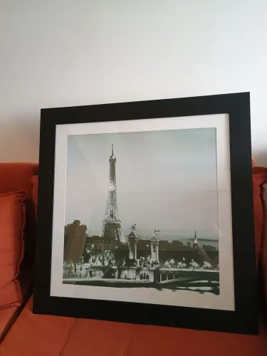 Quadro Tok&Stok Torre Eiffel - Moldura de Madeira com Vidro - 83,5x83,5 cm