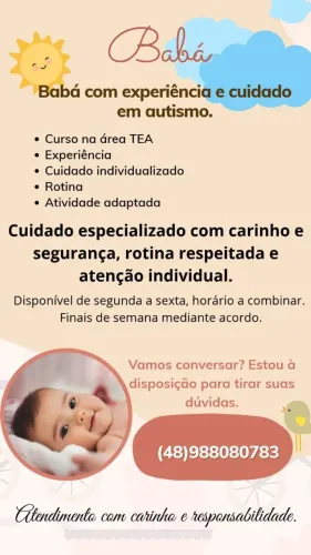 BABÁ COM EXPERIÊNCIA NO CUIDADO DE CRIANÇAS AUTISTAS!