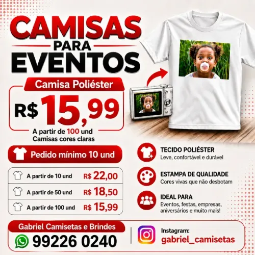 Camisa Personalizada para eventos em Geral