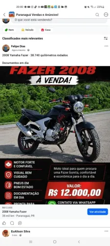 Fazer 250/ R$12.000