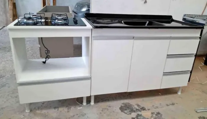 Balcão de pia com cuba de marmorite + balcão para cooktop e forno / NOVO / ENTREGAMOS 