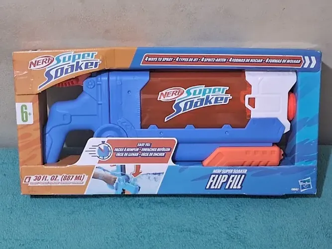 Nerf Super soaker Flip Fill Lançador de Água com 4 tipos de jato de água 887 ml
