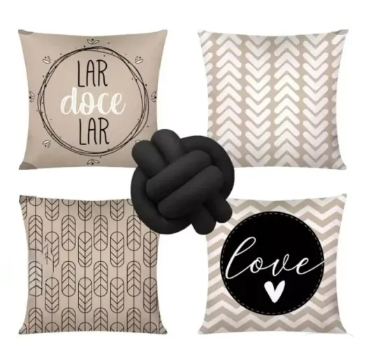 Kit 4 Almofadas + Nó Decorativo