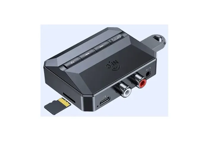 Adaptador de Áudio Bluetooth NFC - RCA 3.5mm - AUXP2 - USB, Com Suporte a Microfone 