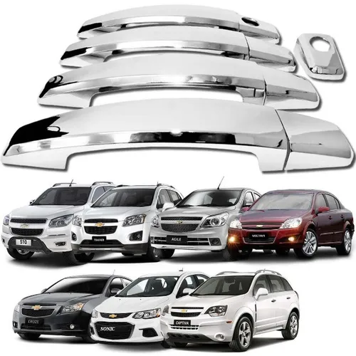 Aplique Cromado Protetor  P/ Maçaneta S10 Vectra Cruze Agile Capitiva 4 Ptas