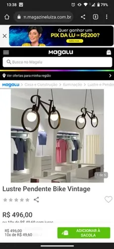 Luminária Vintage Bicicleta