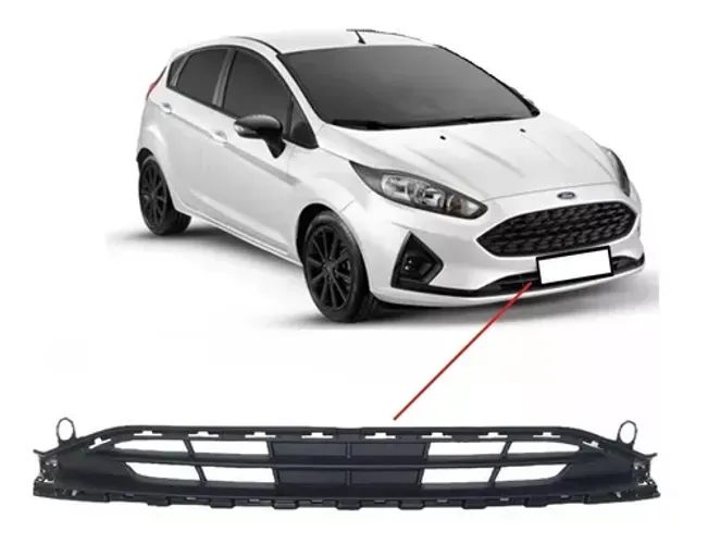Grade Parachoque Ford New Fiesta 2018 / 2019 - Central Preto - Genuíno