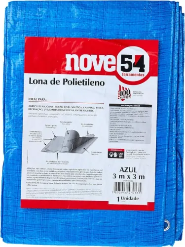 Lona de Polietileno Encerado 3m x 3m Azul 100 Micra - Nove54