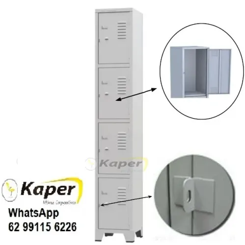 Roupeiro armário 04 portas aço cinza ( produto novo ) escaninho