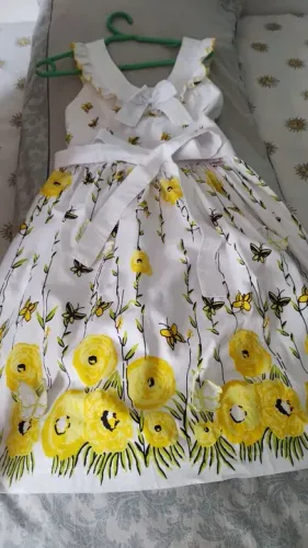 Vestido Infantil Floral Amarelo, 8 anos