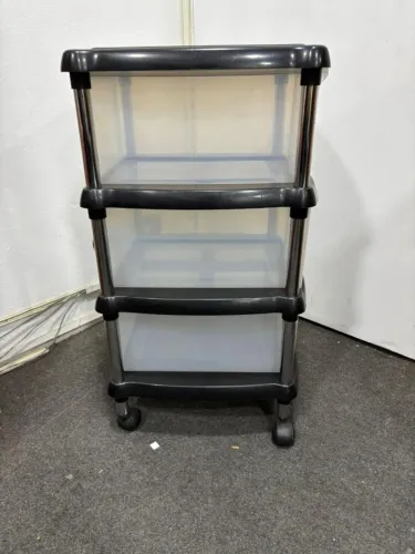 Organizador Multiuso Quarto Cozinha Lavanderia Gaveteiro 3g Preto e Transparente