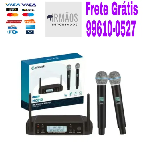 Microfone Sem Fio UHF Canal Duplo Onistek MC810