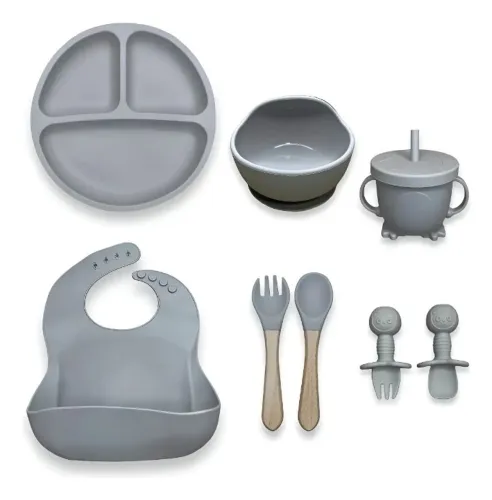 Kit Bebê Alimentação Silicone 8 Itens
