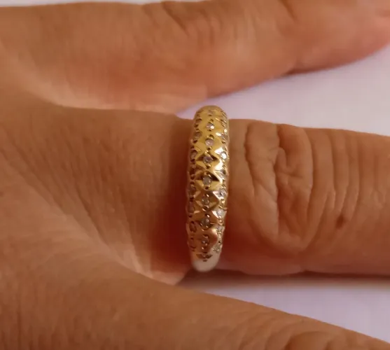 Anel aparador 18k com diamantes - jóia de ouro