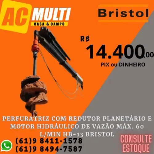 Perfuratriz com Redutor Planetário e motor hidráulico de vazão máx. 60 l/min HB-13 Bristol