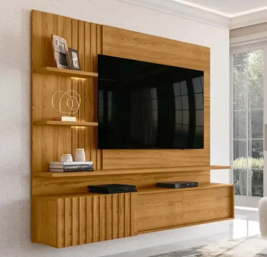 Painel de TV Moderno em Madeira - Design Exclusivo