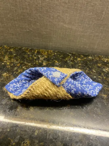 Porta guardanapo em sisal e tecido luxuoso pçs 12.