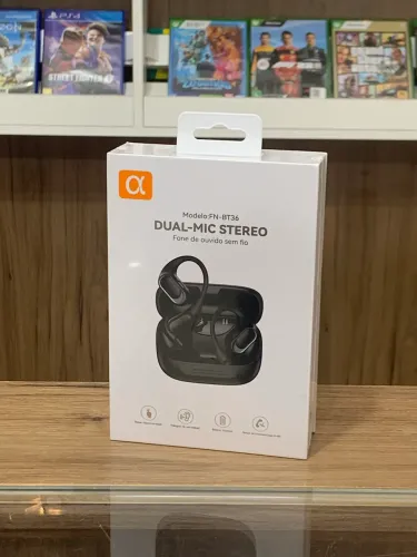 Fone Ouvido Sem Fio Dual-Mic Stereo Gold Novo Loja Fisica