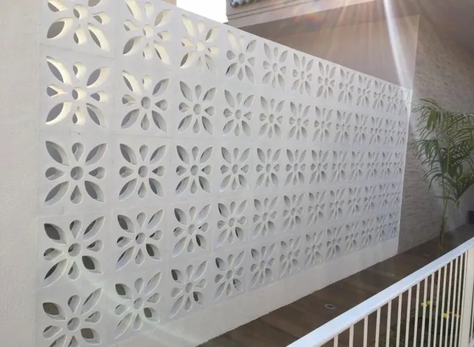 Painel de concreto vazado para jardim - Tijolo de cimento - cobogo Flor
