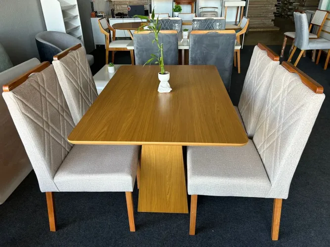 CONJUNTO MESA BARBARA C/ 4 CADEIRA DE MADEIRA OLGA* 