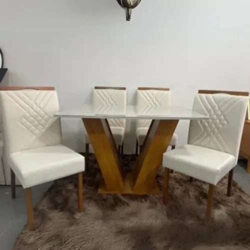 Mesa Classic 120 Cinamomo/Off White com 4 Cadeiras tt543