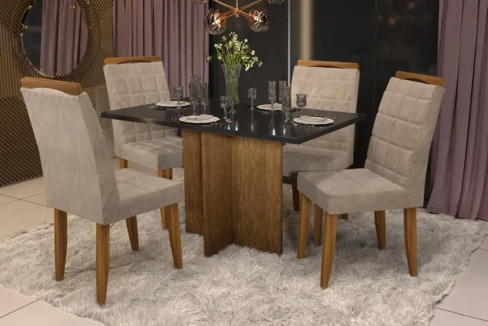 Mesa de Jantar Los Angeles 1.20×0.80 Com 4 Cadeiras Las Vegas l987