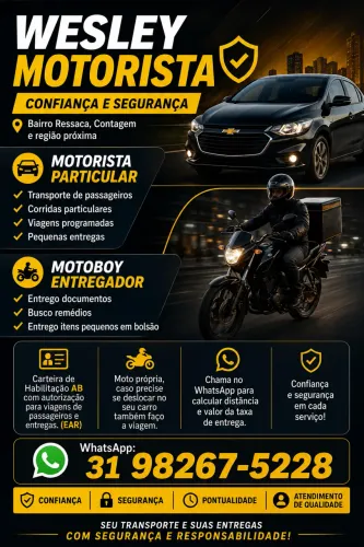 MOTORISTA PARTICULAR MOTO E CARRO