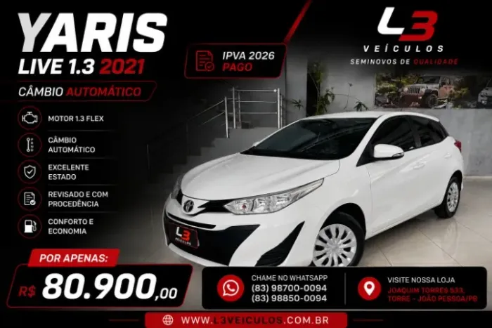 Toyota Yaris Live 1.3 Flex 16V 5P AUT 2021