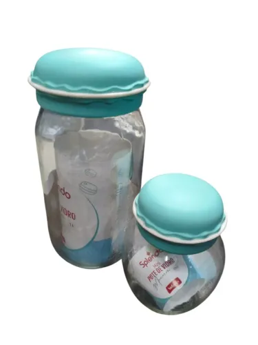 conj de pote de vidro 1l 18x7cm e  240ml 10x6cm splendo wx08860 wg09646 verde