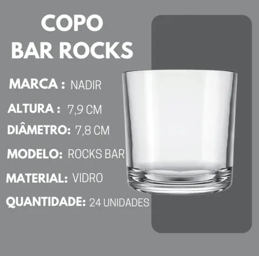 2 Jogos com 24 Copos (48 unidades no total) Rocks Bar Nadir - 265 ml 