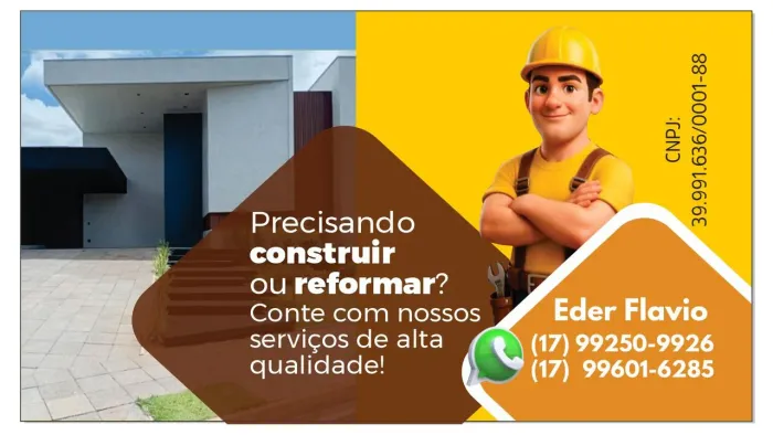 Obras do início ao acabamento pagamento facilitado no cartão de crédito ou débito e pix
