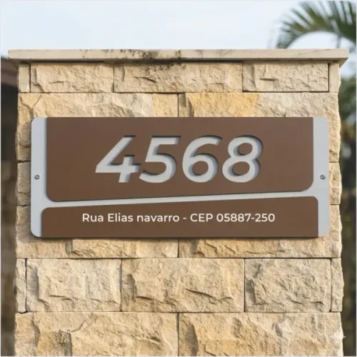 Placa Números Residenciais Deluxe Moderna 100% Alumínio Comp