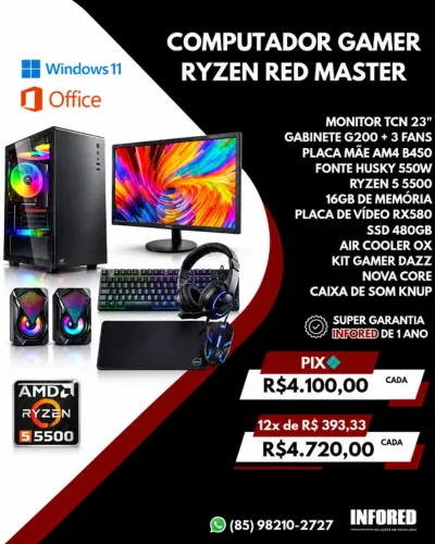 Computador Gamer Ryzen Red Master 