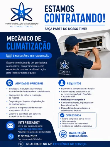Vaga de emprego mecânico ar condicionado 