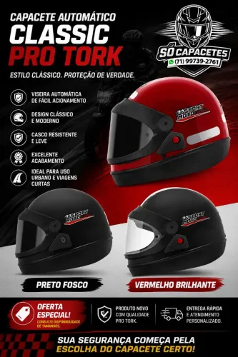 Capacete Automático Classic Viseira Fumê e Cristal 