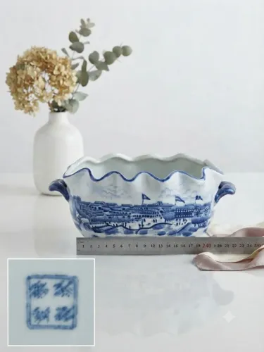 Terrina Sopeira Antiga Cerâmica Chinesa 24cm - Peça Decorativa