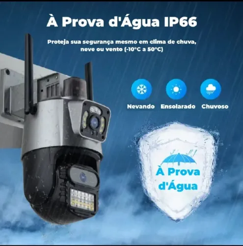 Câmera Segurança IP PTZ 6MP Full HD WiFi Lente Dupla