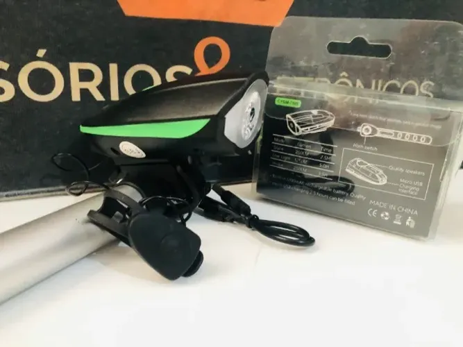 Lanterna com Sirene inclusa para Bike Bicicleta Recarregável
