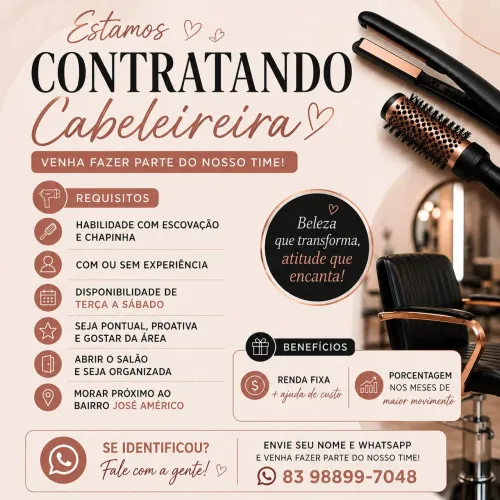 Vaga para Cabeleireira
