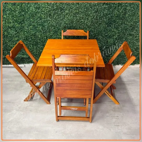 Mesa 70x70 dobrável em madeira maciça
