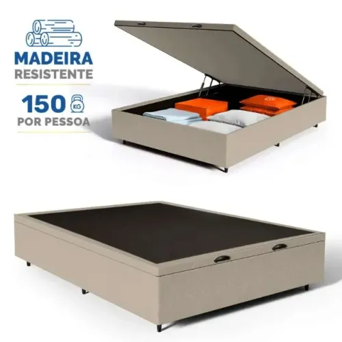 Cama Box Baú Casal 1,38m Marrom Direto da Fábrica 