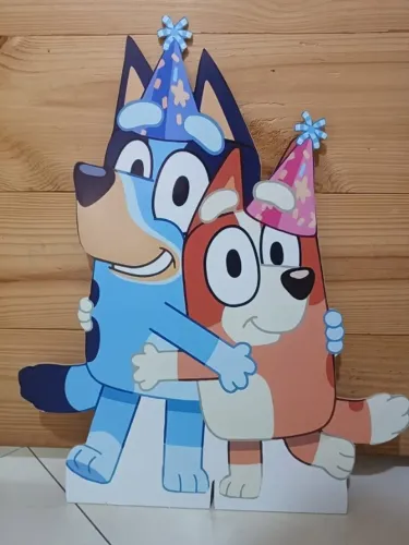 Display MDF Bluey e Bingo - Decorativo para Vitrine e Festa Infantil