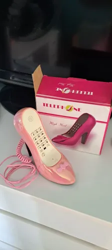 Telefone sapato alto rosa vintage 