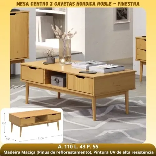 MESA CENTRO 2 GAVETAS